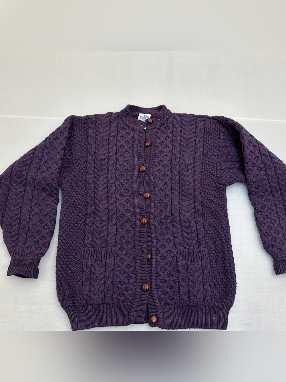 John Molloy Wool Cardigan , Purple with button closures